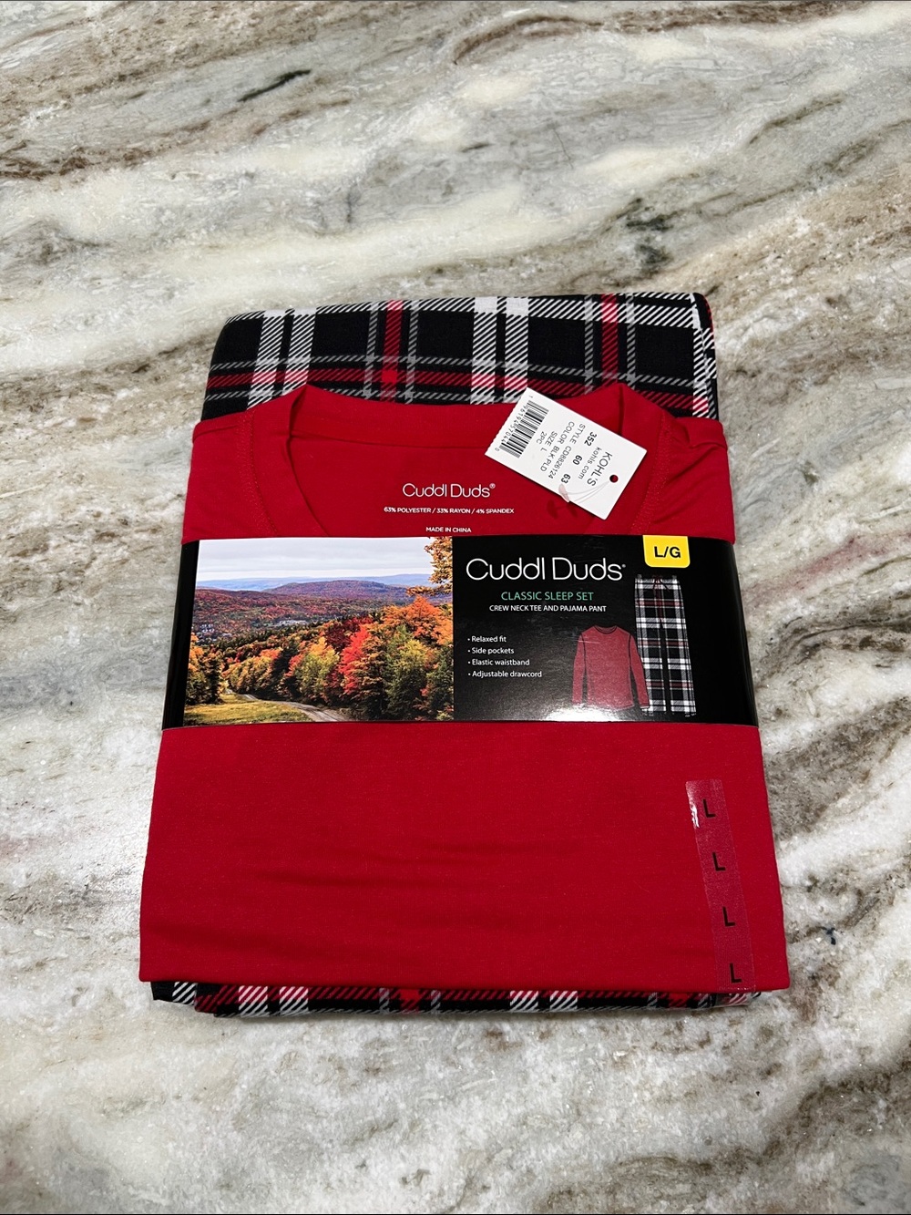 Cuddl Duds Men’s Red and Black Plaid Sleep Set